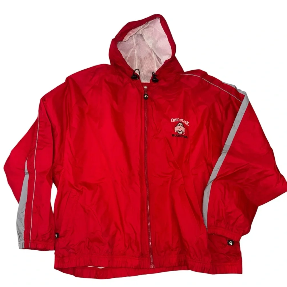 New 3EX Starter Red Lined Windbreaker Jacket Ohio State Buckeyes Embroidered - Picture 1 of 4